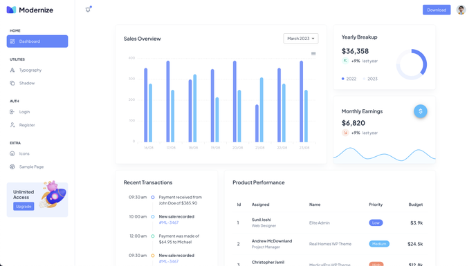 Modernize Next.js Free Admin Template